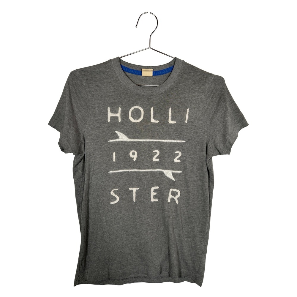 Hollister Gray Regular Fit Graphic T-Shirt Surf Coastal Cotton Blend Medium